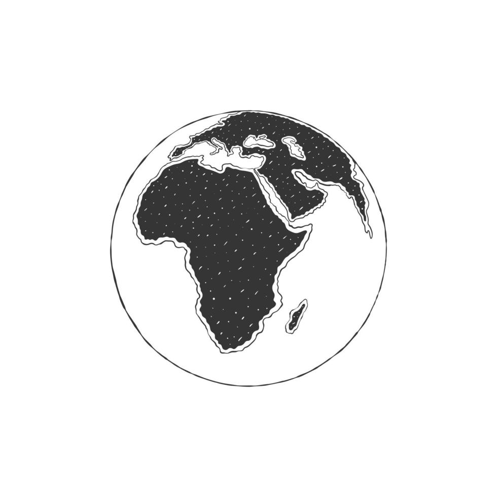 kloten av jorden. kloten hand dragen ikon. kontinent afrika skiss. vektor illustration