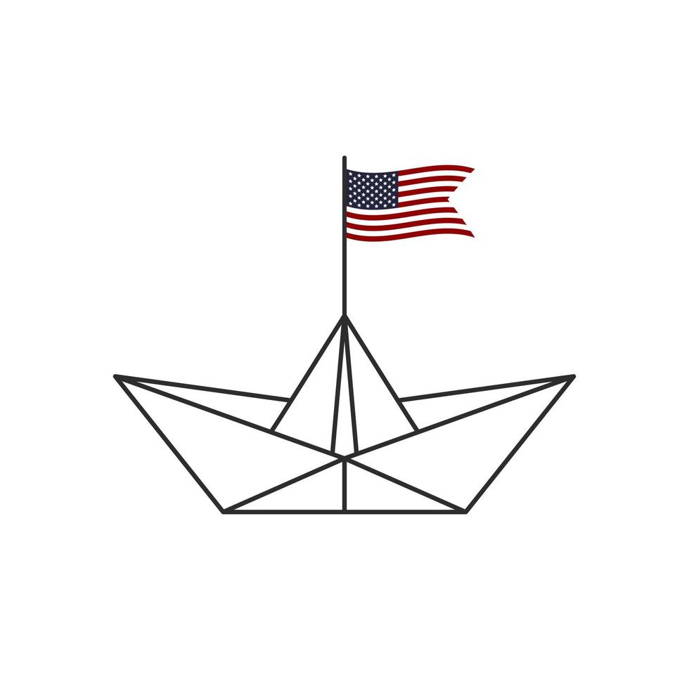 Papierschiffchen. ein Boot mit der Flagge der Vereinigten Staaten von Amerika. Vektor-Illustration vektor