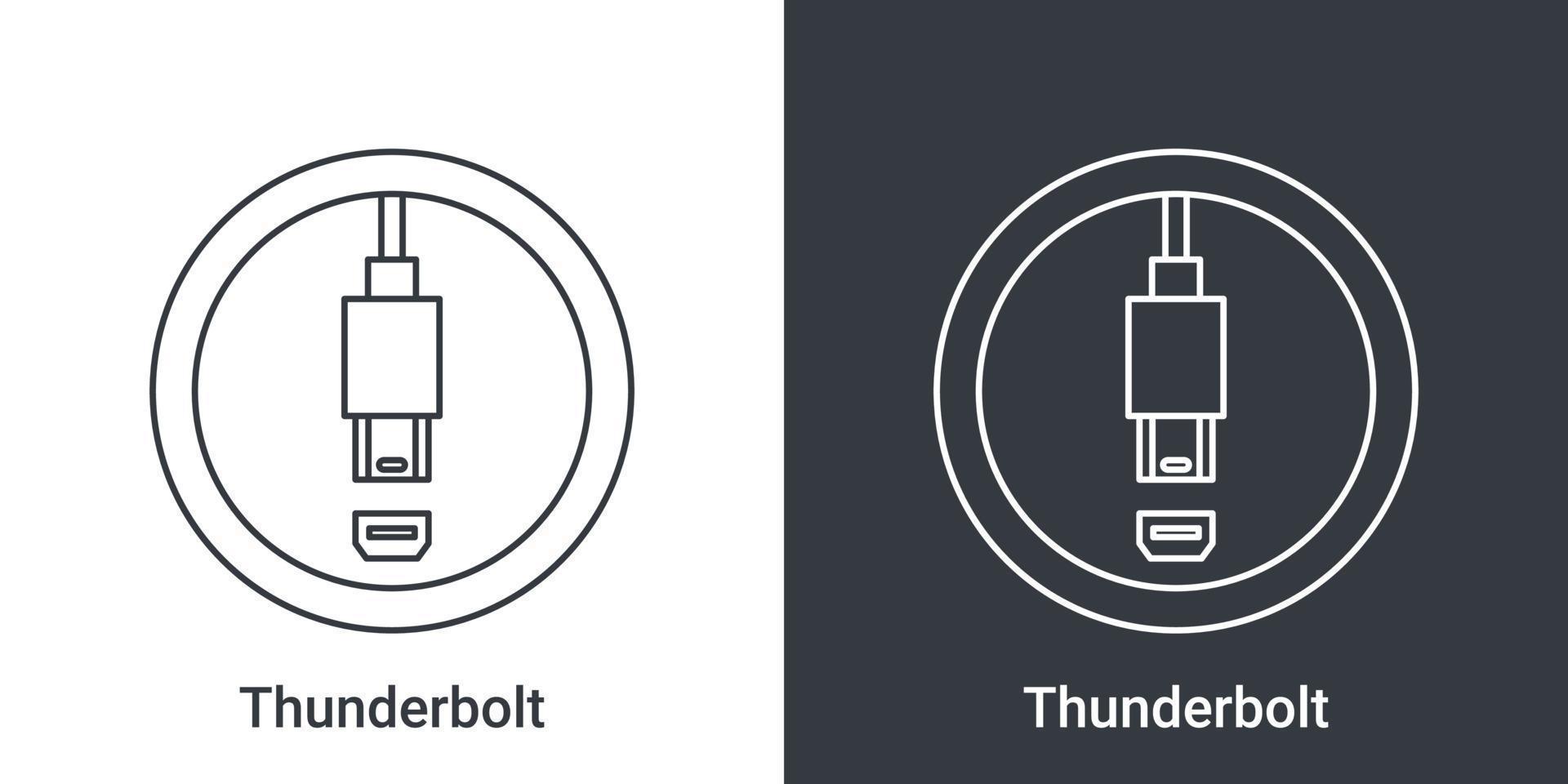 Thunderbolt-Port-Symbol. Schilder für Computeranschlüsse. Symbol für Anschlüsse. Vektor-Illustration vektor