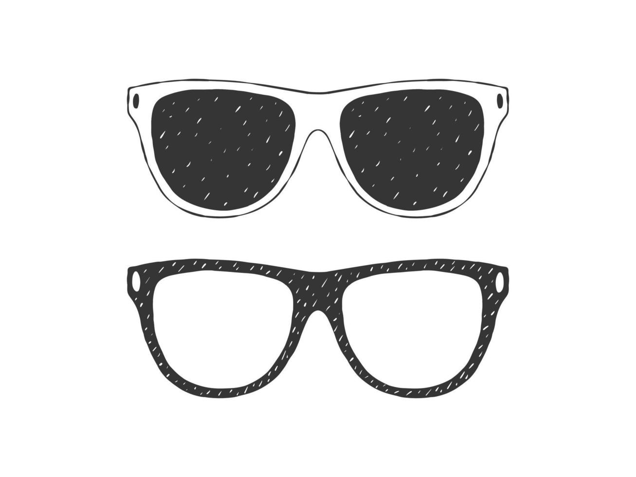 Sonnenbrille. Retro-Sonnenbrille mit Struktur. handgezeichnete Sonnenbrille. Skizzenstil. Vektor-Illustration vektor