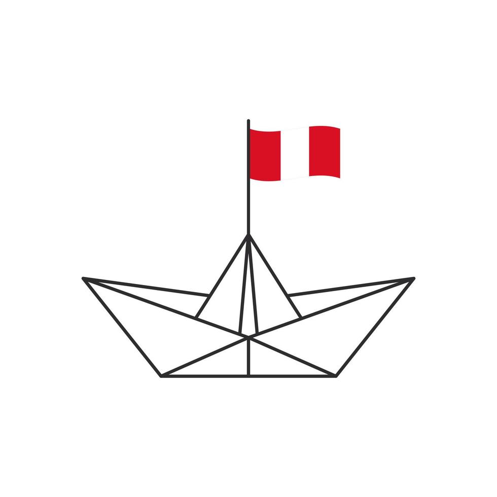 Papierboot-Symbol. ein Boot mit der Flagge von Peru. Vektor-Illustration vektor