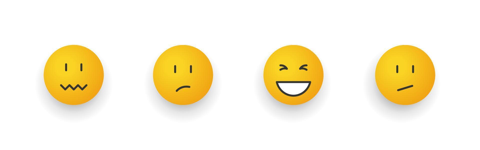 uttryckssymbol ikoner. tecknad serie emoji uppsättning. smiley ansikten med annorlunda känslor. vektor illustration
