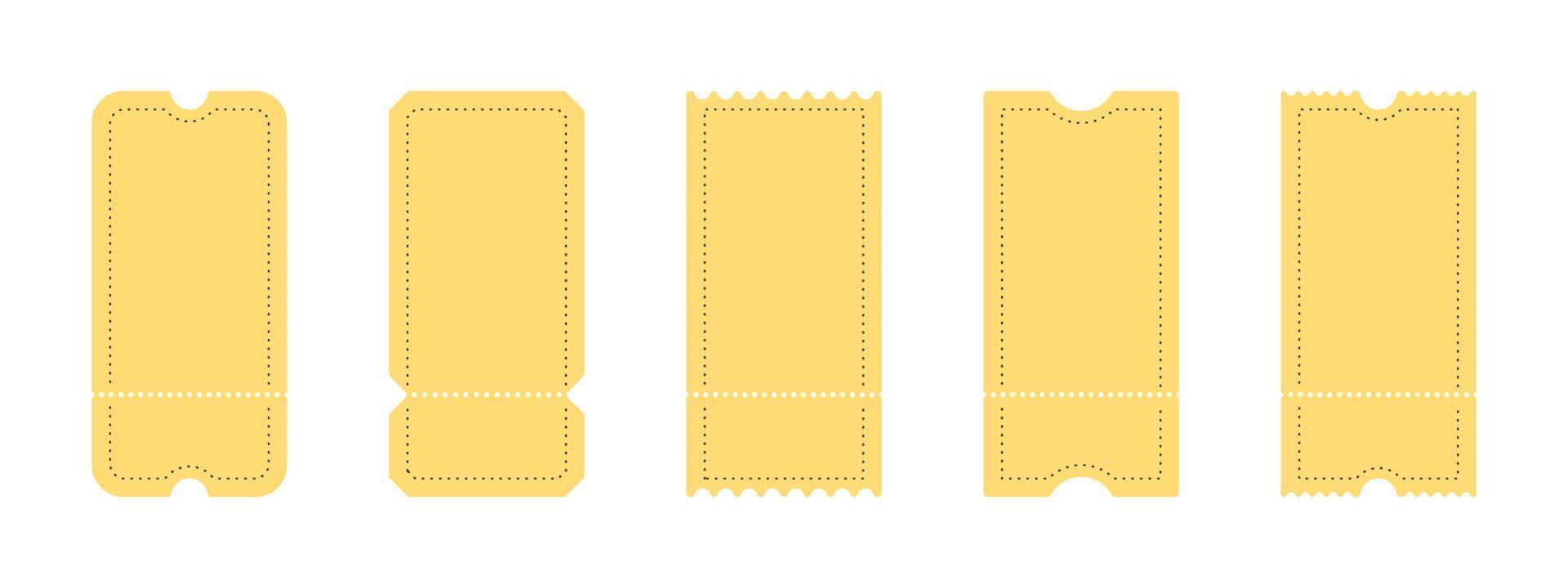 Ticket-Symbole. Gutschein-Symbole. verschiedene gelbe Ticketvorlagen. Vektor-Illustration vektor