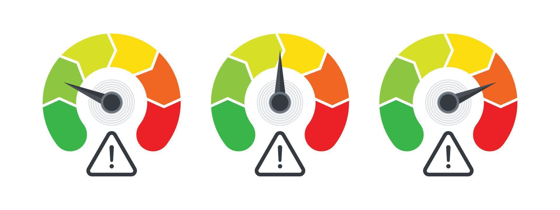 risk meter. risk ikoner. hastighet indikator tecken. meter tecken begrepp. vektor illustration