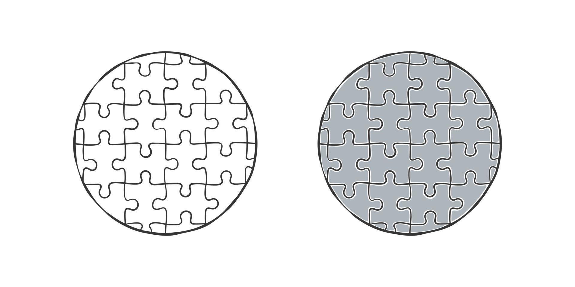 Puzzle in Form eines Kreises. ein handgezeichnetes Puzzle. Vektor-Illustration vektor