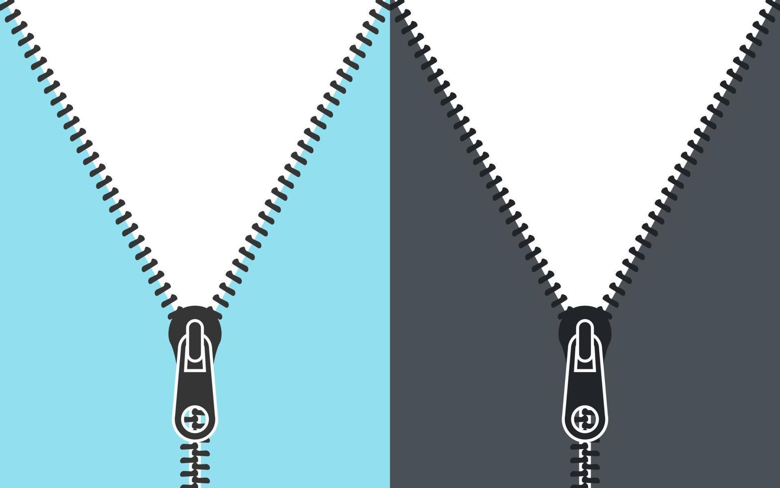 stängd och öppen dragkedja. dragkedja bakgrund. begrepp baner. fästanordning. stängning lås. vektor illustration