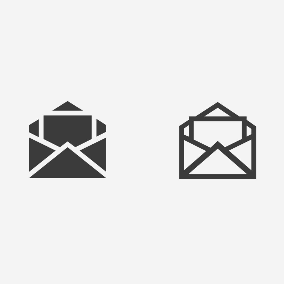 Symbolvektor für geöffneten Umschlag. Umschlag, Nachricht, Brief, Post, SMS, E-Mail-Symbolzeichen vektor