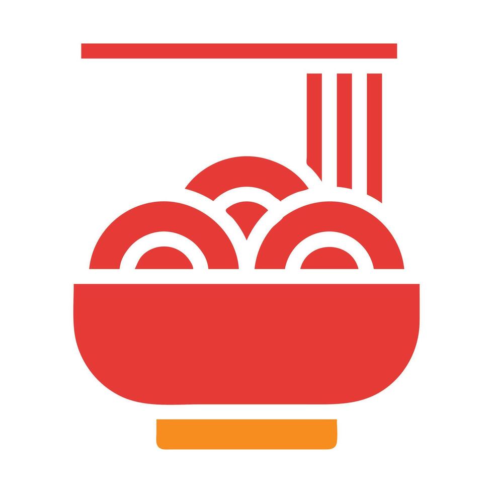 Nudel solide rot Illustration Vektor und Logo Symbol Symbol des neuen Jahres perfekt.