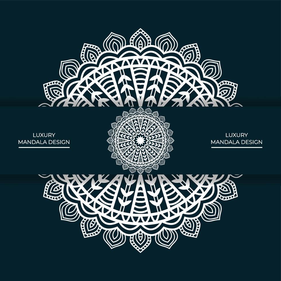 Rundes Mandala-Design auf dunkelblauem Hintergrund kostenloser Download vektor