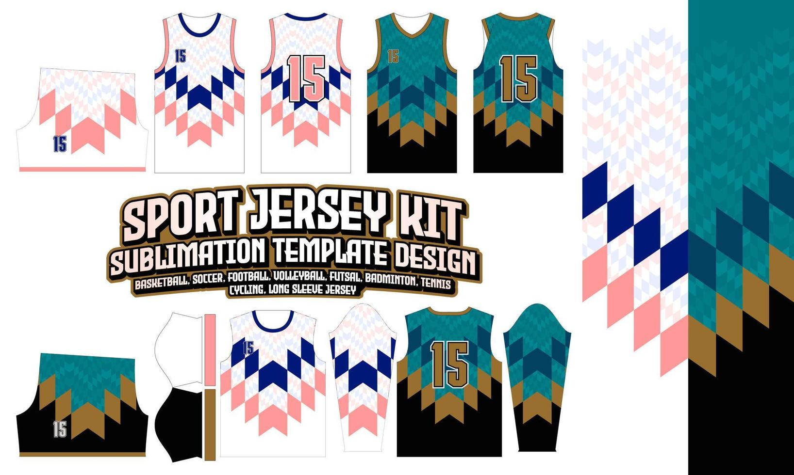 Sport Jersey Bekleidung Sportbekleidung Sublimationsmuster Design 272 für Fußball Fußball E-Sport Basketball Volleyball Badminton Futsal T-Shirt vektor