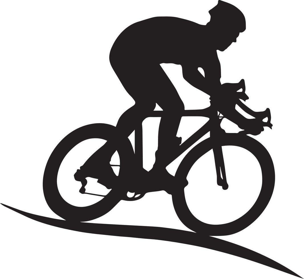 Fahrrad-Symbol. Fahrradrennen-Symbol. Flaches Symbol für Radrennen. Radfahrer Zeichen. Straßenradfahrer-Silhouette. Sport-Logo vektor