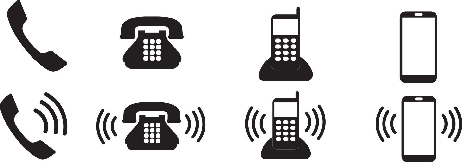 klingelndes Telefon einfaches Icon-Set. Smartphone klingelt. Telefonzeichen. Vektor