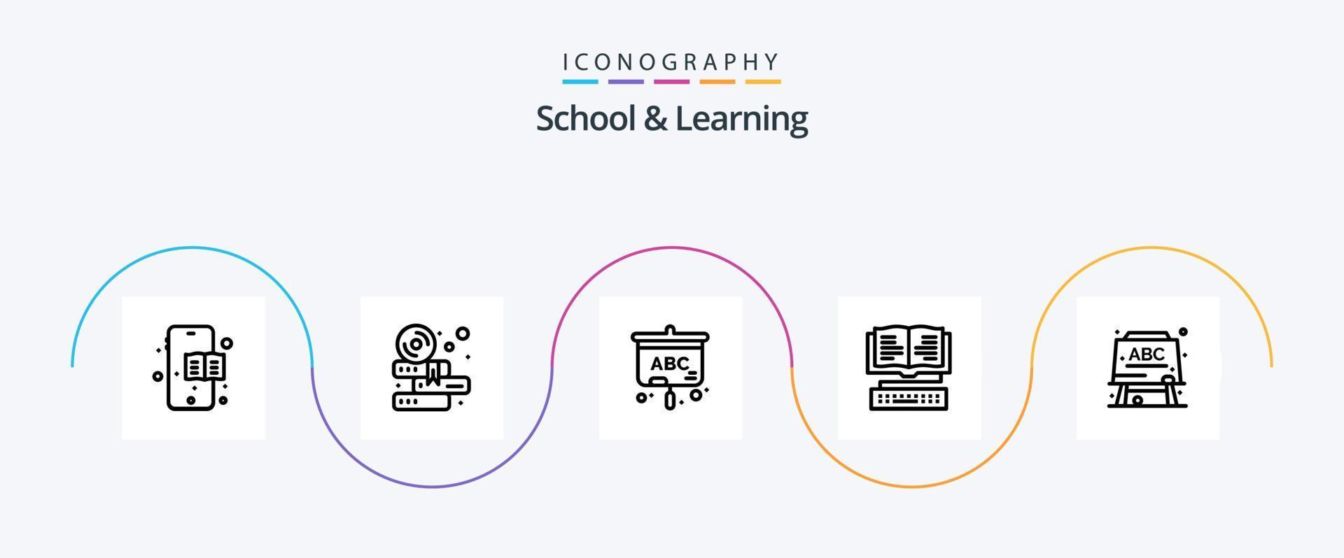 Schul- und Lernlinie 5 Icon Pack inklusive . Formel. Bildung. Bildung. Schlüssel vektor