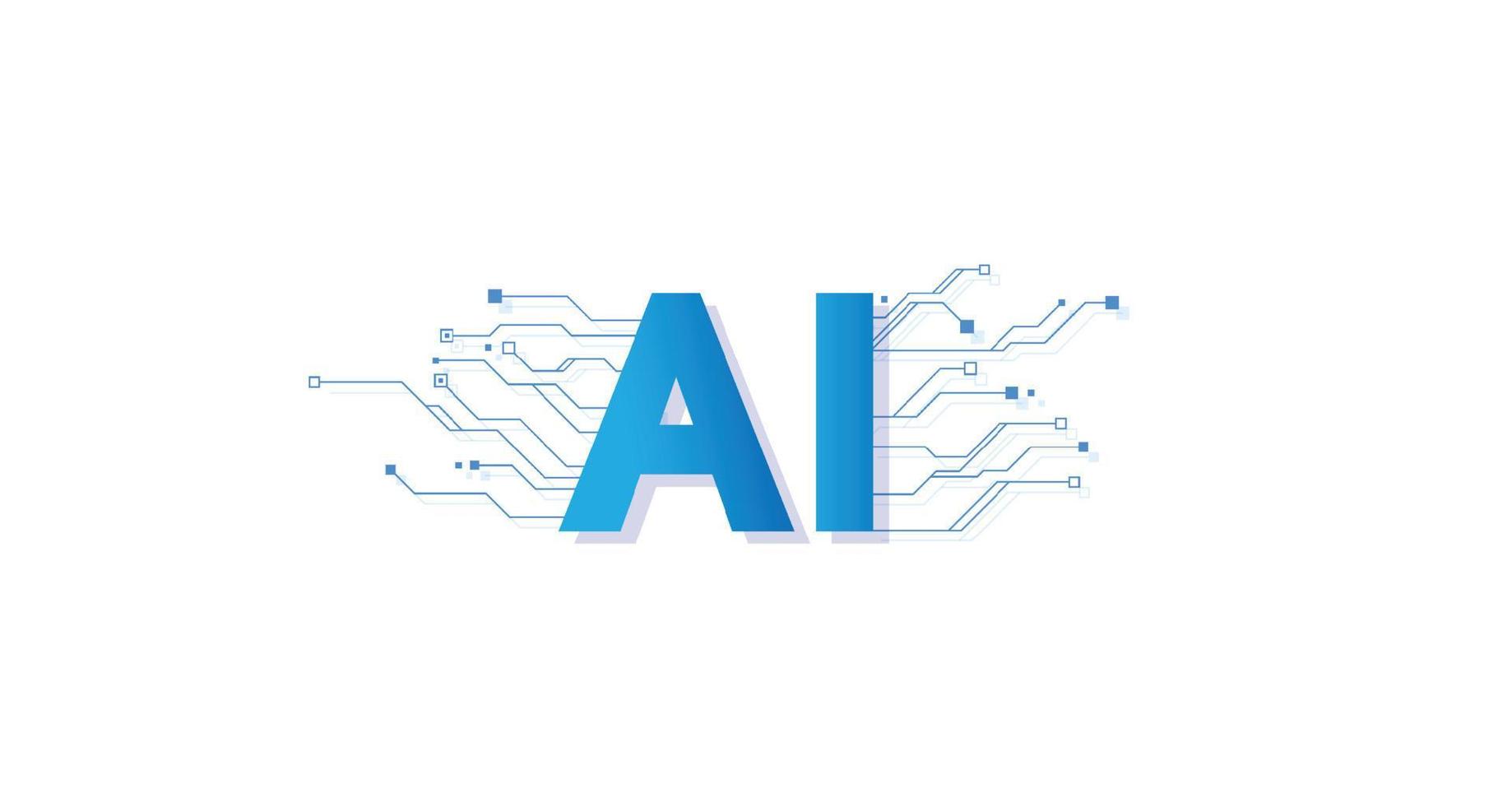 artificiell intelligens logotyp, ikon symbol ai, djup inlärning blockchain neuralt nätverk begrepp. maskin inlärning, artificiell intelligens, ai. vektor