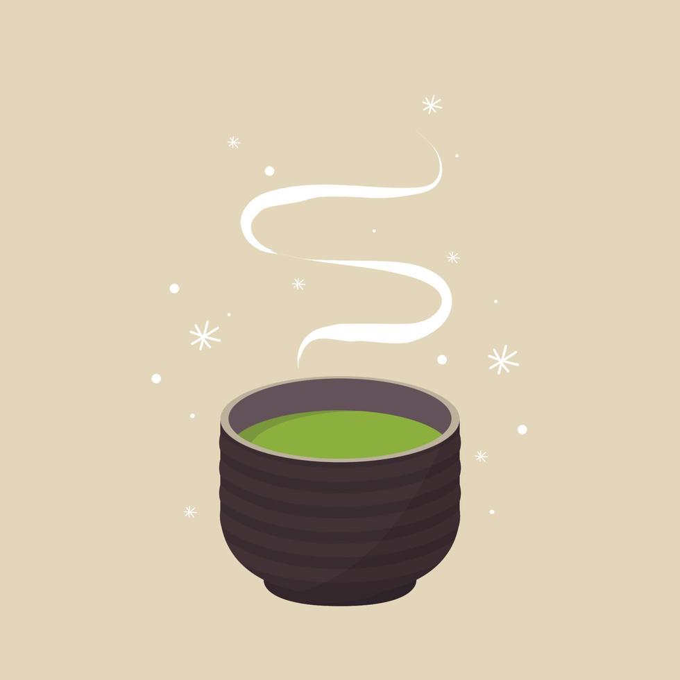 Tasse Vektor mit grünem Tee. grüne Teetasse auf weißem Hintergrund.