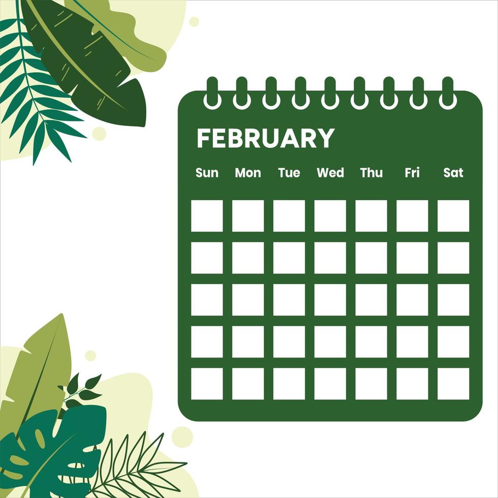 februari månad kalender vektor