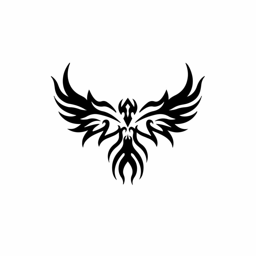 fågel Fenix fågel logotyp. stam- tatuering design. stencil vektor illustration