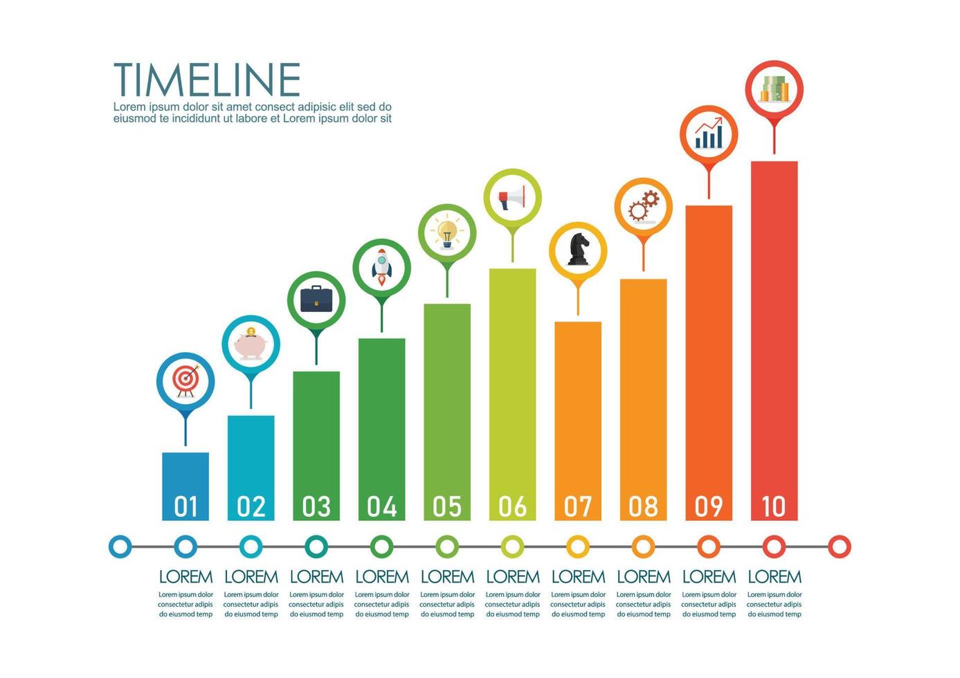 zehn schritte geschäftsdiagramm infografik vektor