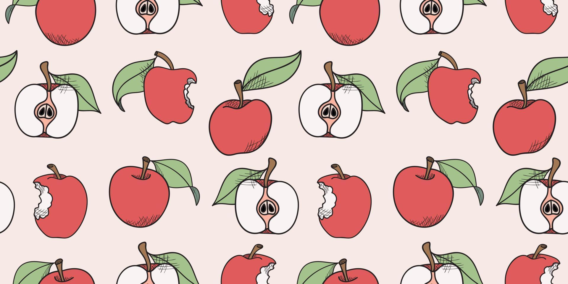 äpple sömlös vektor mönster bakgrund, äpple illustration