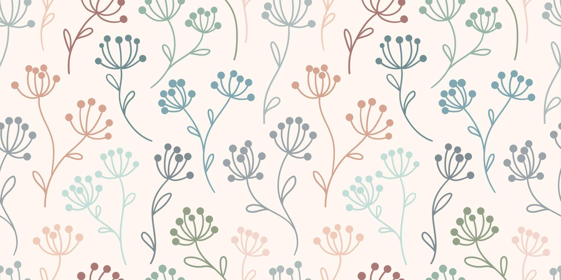Pastell florales Vektormuster, nahtloser Hintergrund mit Blumen, endlose Wiederholung vektor