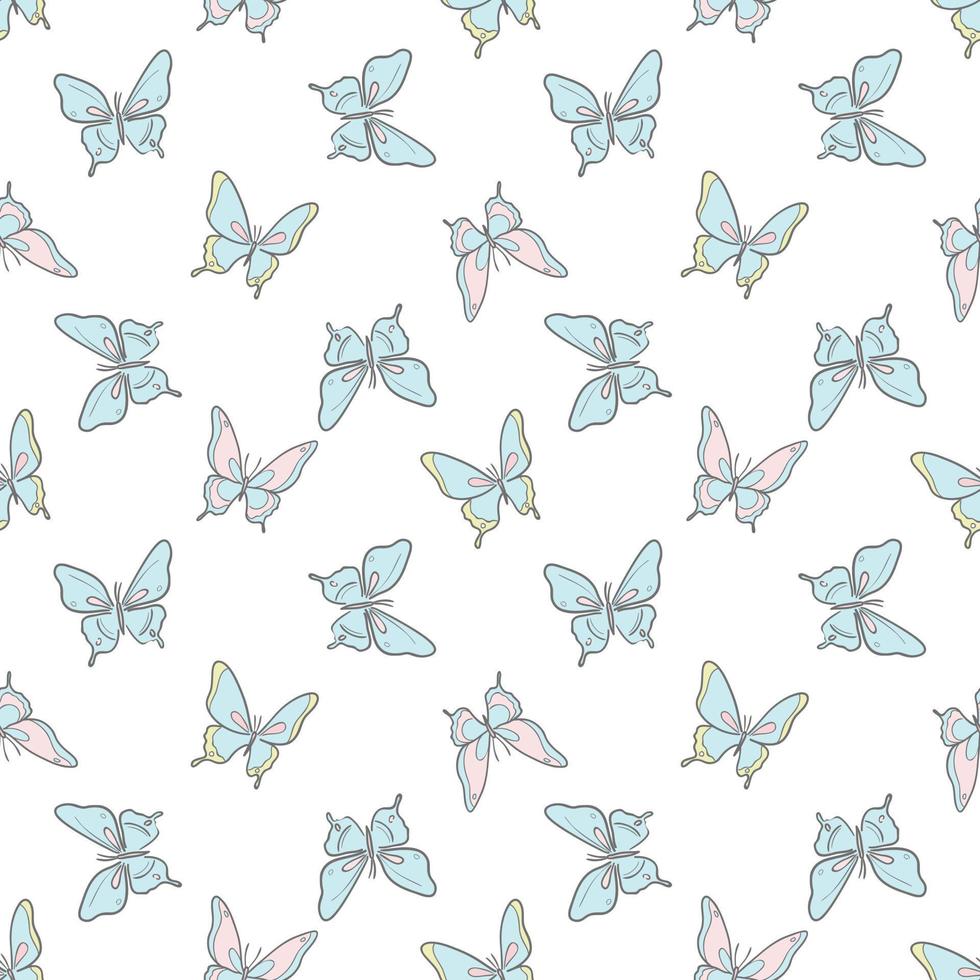 pastell blå fjäril vektor mönster bakgrund.