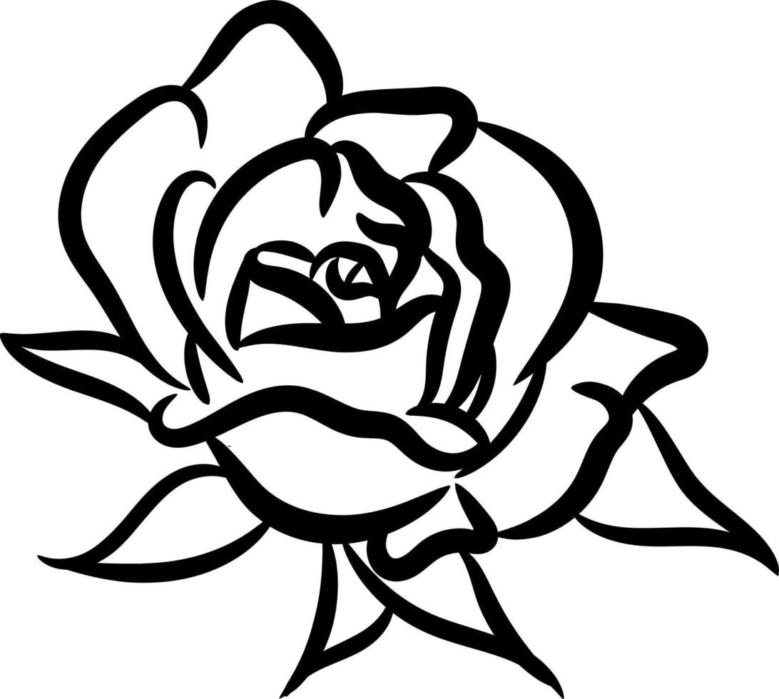 Vektorlogo, Kunstillustration der Rosenlinie, flache Ikonenblume vektor