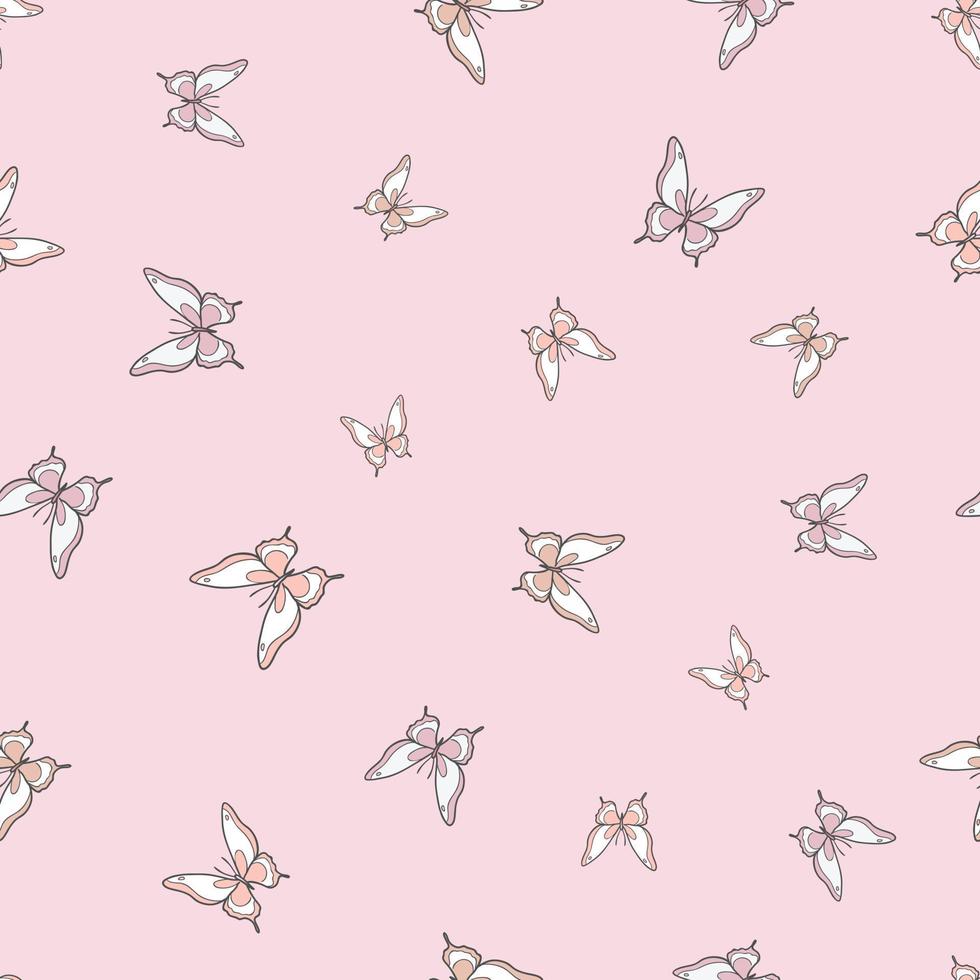 rosa fjäril vektor mönster, upprepa mönster bakgrund