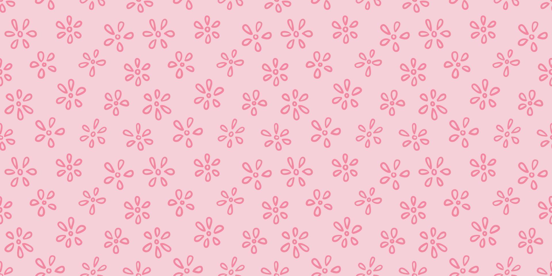 rosa blommig mönster, blomma klotter vektor upprepa bakgrund