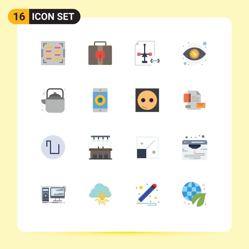 16 universelle Flachfarben für Web- und mobile Anwendungen Outdoor-Geld entwickeln sichtbares Auge editierbares Paket kreativer Vektordesign-Elemente vektor