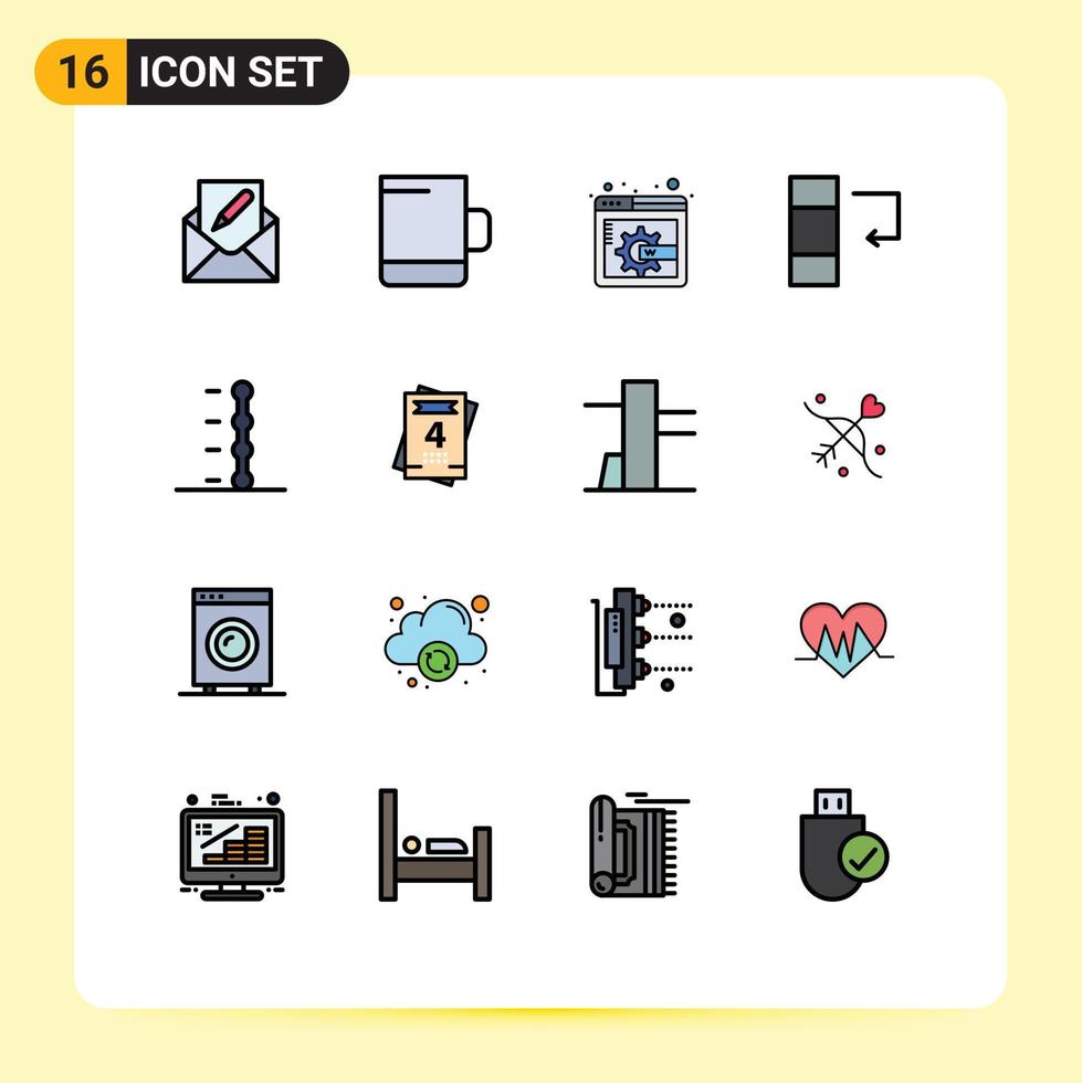 moderner Satz von 16 flachen, farbig gefüllten Linien Piktogramm der Übertragung von Hochzeitseinladungs-Webseiten automatisch editierbare kreative Vektordesign-Elemente vektor