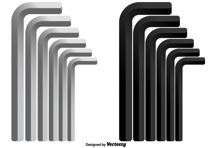 Vector Set von Inbusschlüssel Symbole in verschiedenen Größen