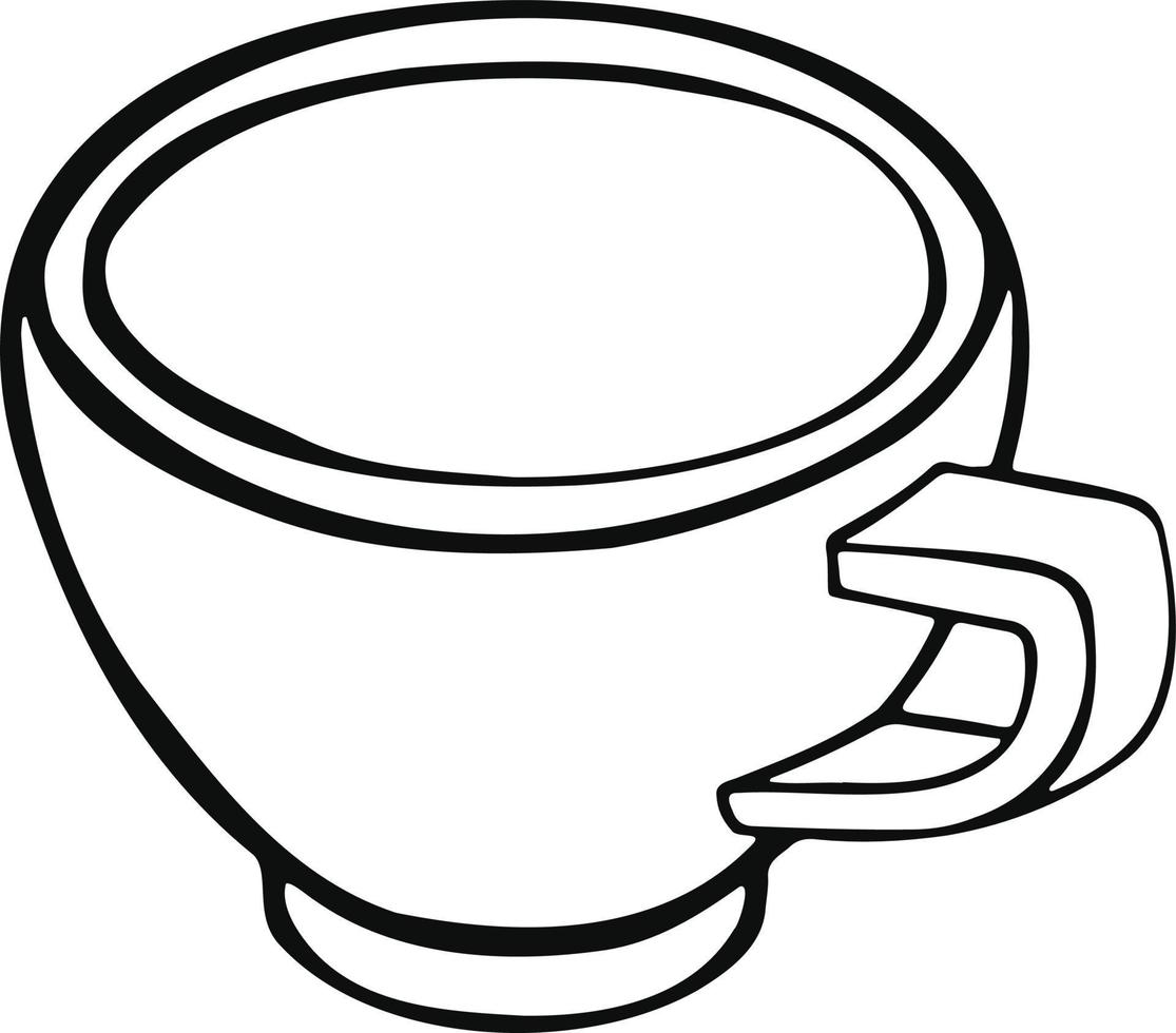 kopp med te eller kaffe sida se. hand dragen vektor