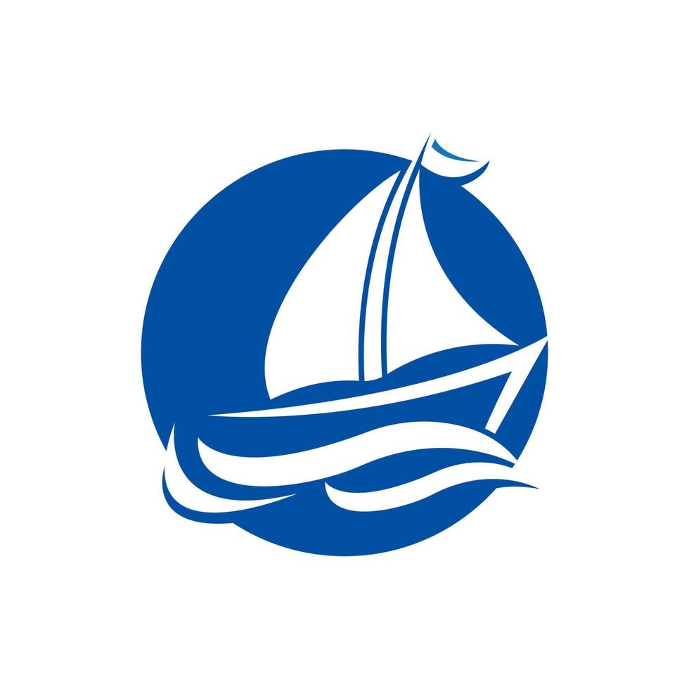 segelboot auf meer ozeanwelle mit logo-design vektor