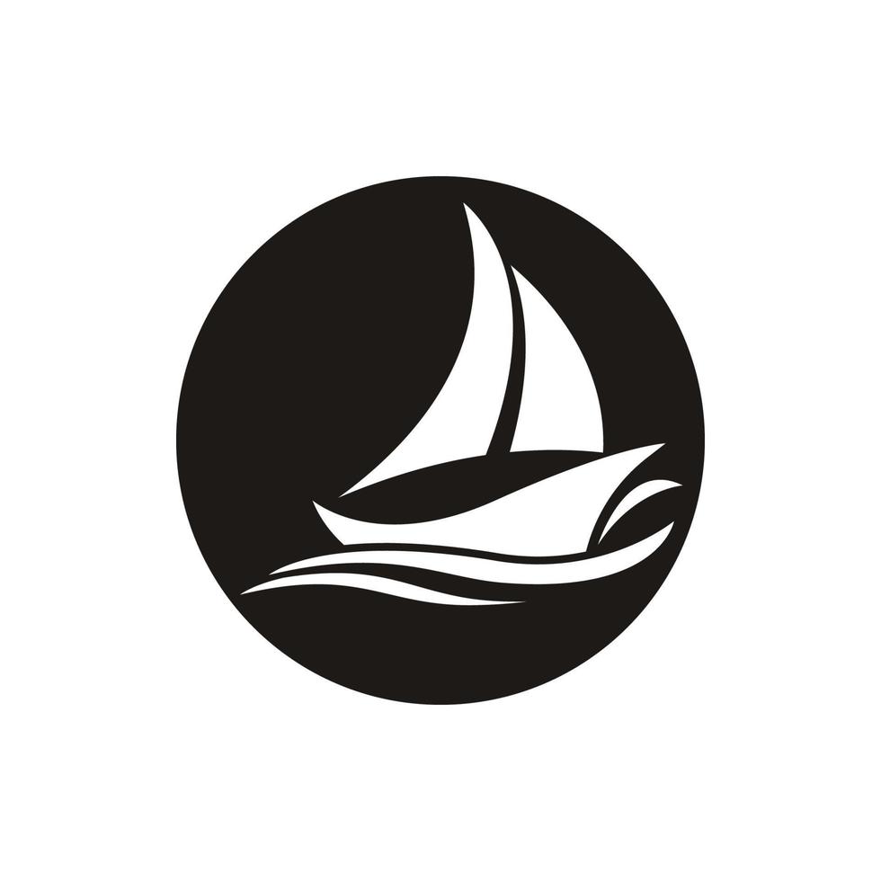 segelboot auf meer ozeanwelle mit logo-design vektor