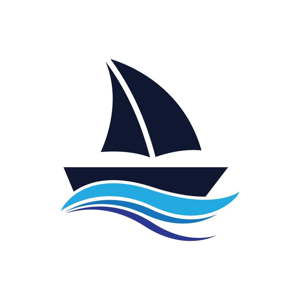 segelboot auf meer ozeanwelle mit logo-design vektor