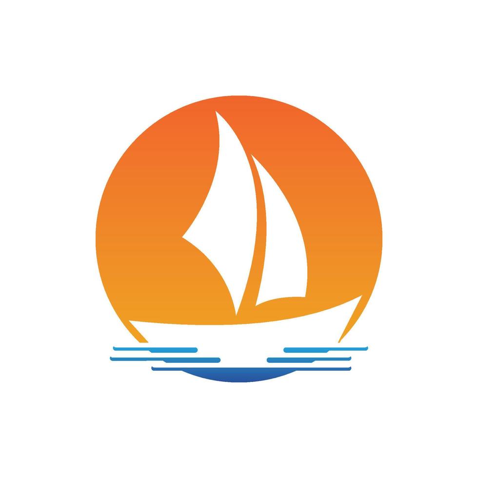 segelboot auf meer ozeanwelle mit logo-design vektor