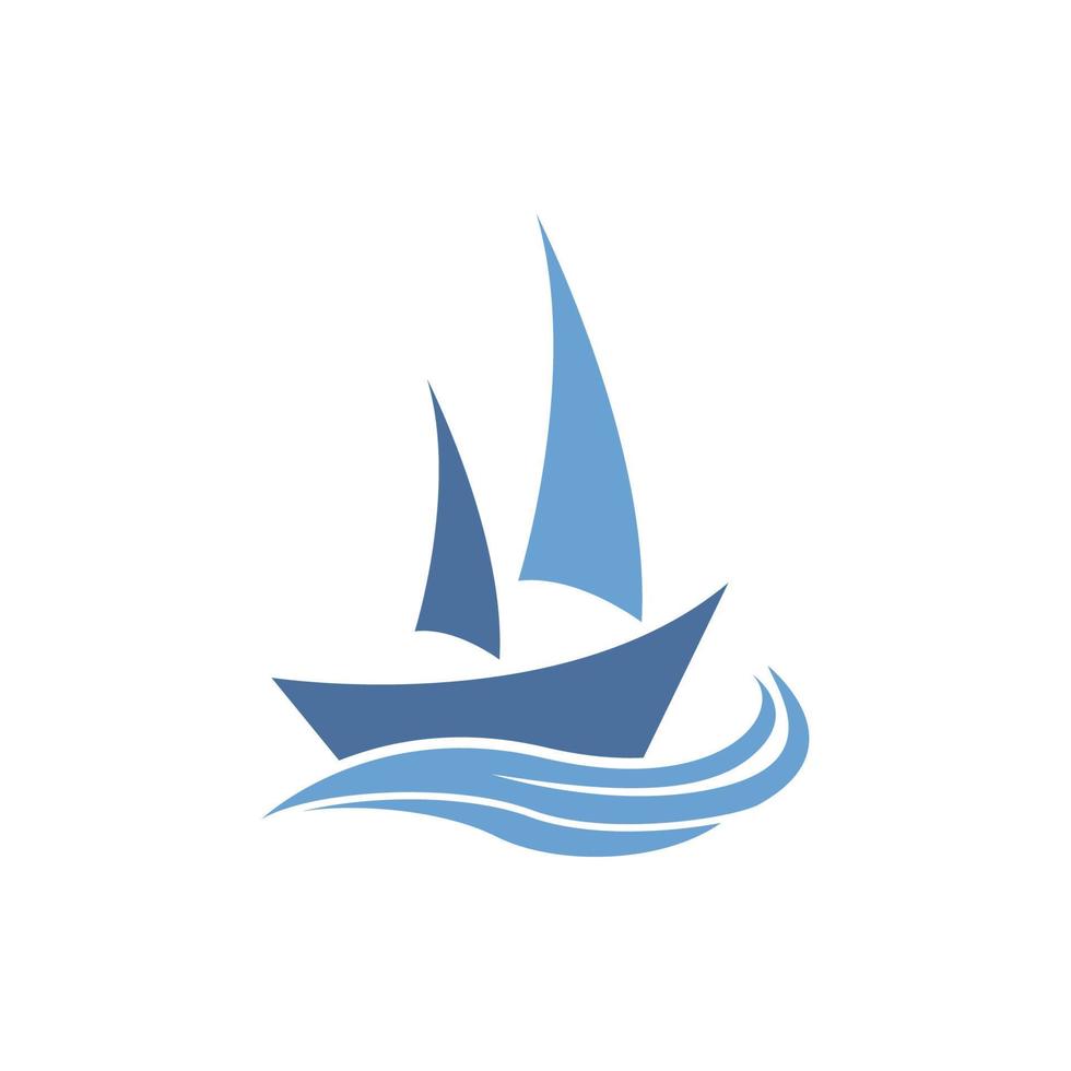 segelboot auf meer ozeanwelle mit logo-design vektor