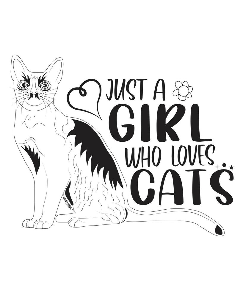 nur ein Mädchen, das Katzen-T-Shirt-Design liebt vektor