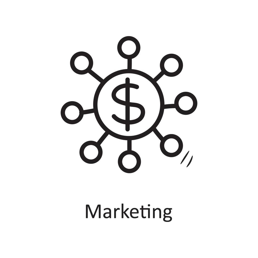 marknadsföring vektor översikt ikon design illustration. företag symbol på vit bakgrund eps 10 fil