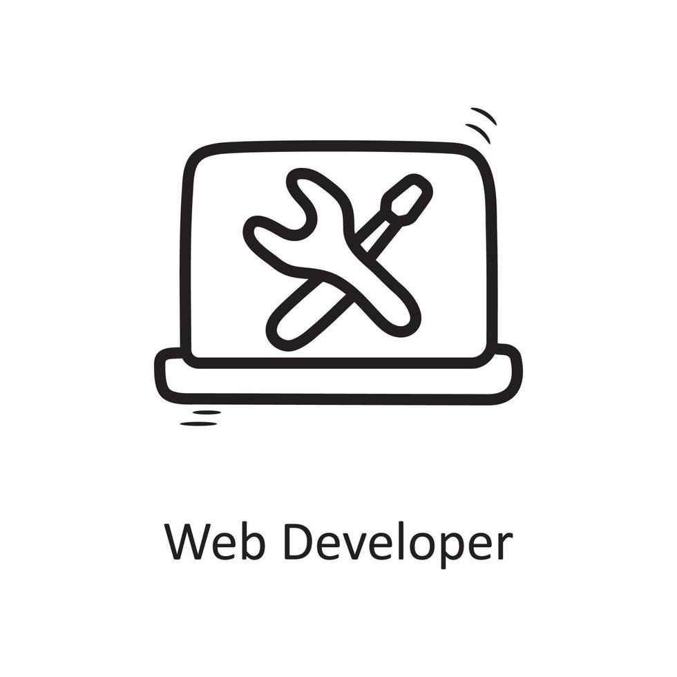 webb utvecklare vektor översikt ikon design illustration. företag symbol på vit bakgrund eps 10 fil