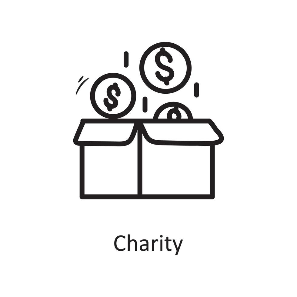 välgörenhet vektor översikt ikon design illustration. företag symbol på vit bakgrund eps 10 fil