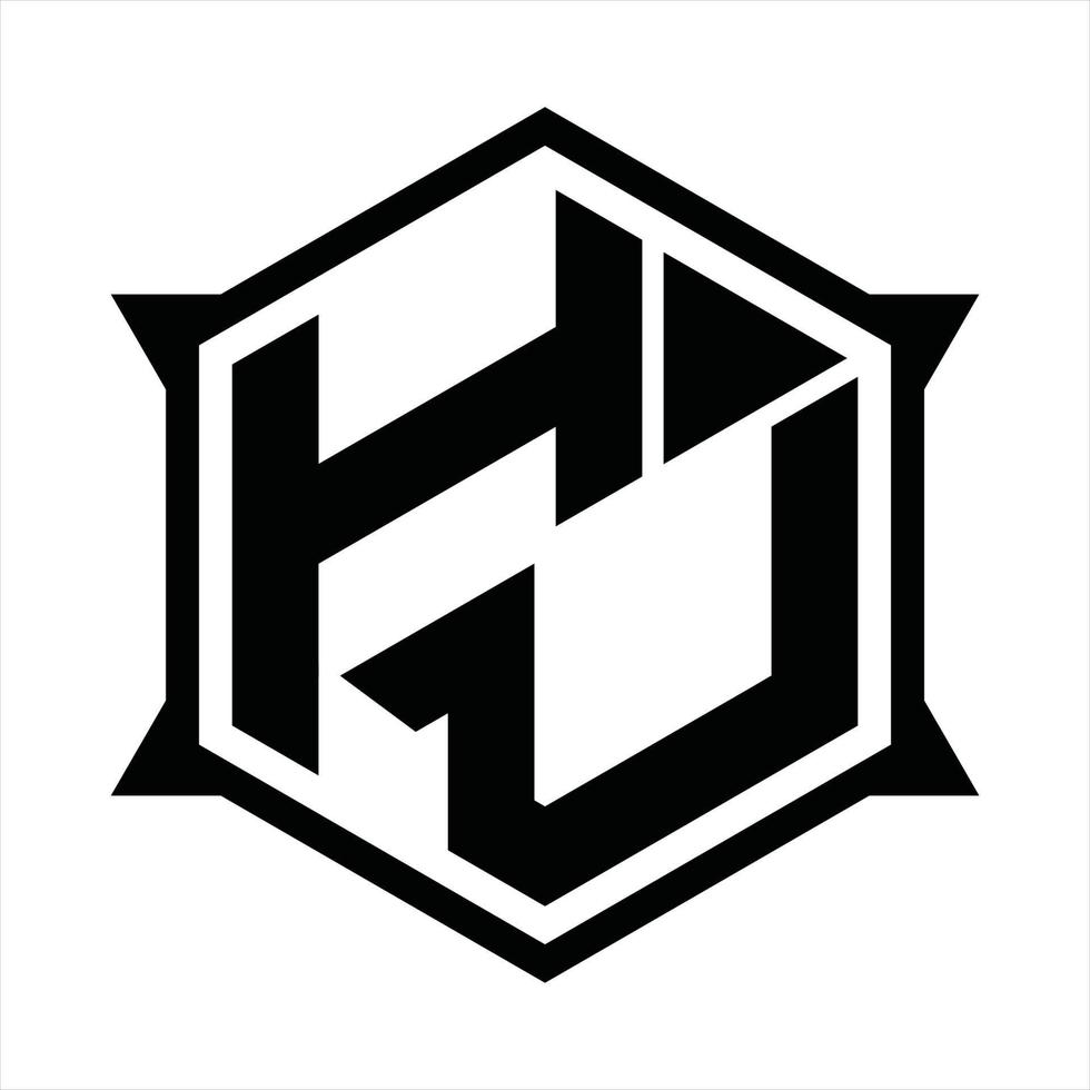 hu logotyp monogram design mall vektor