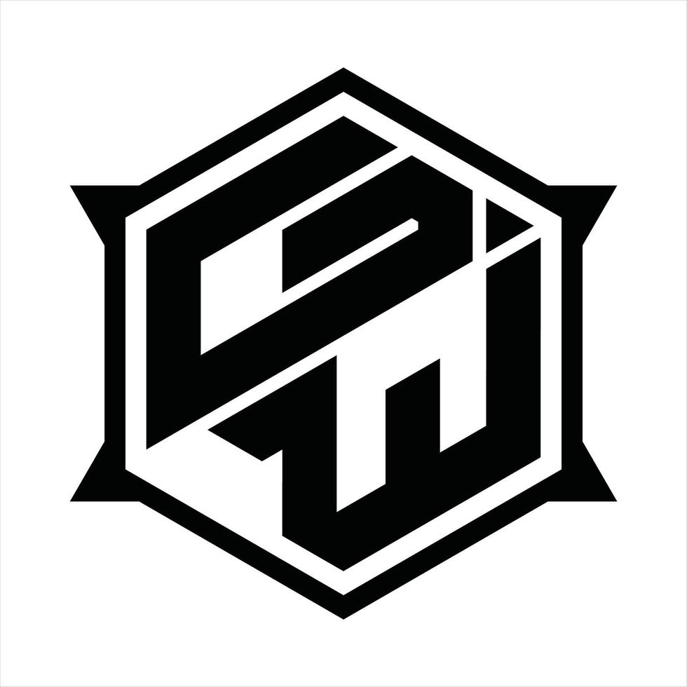 gw logotyp monogram design mall vektor