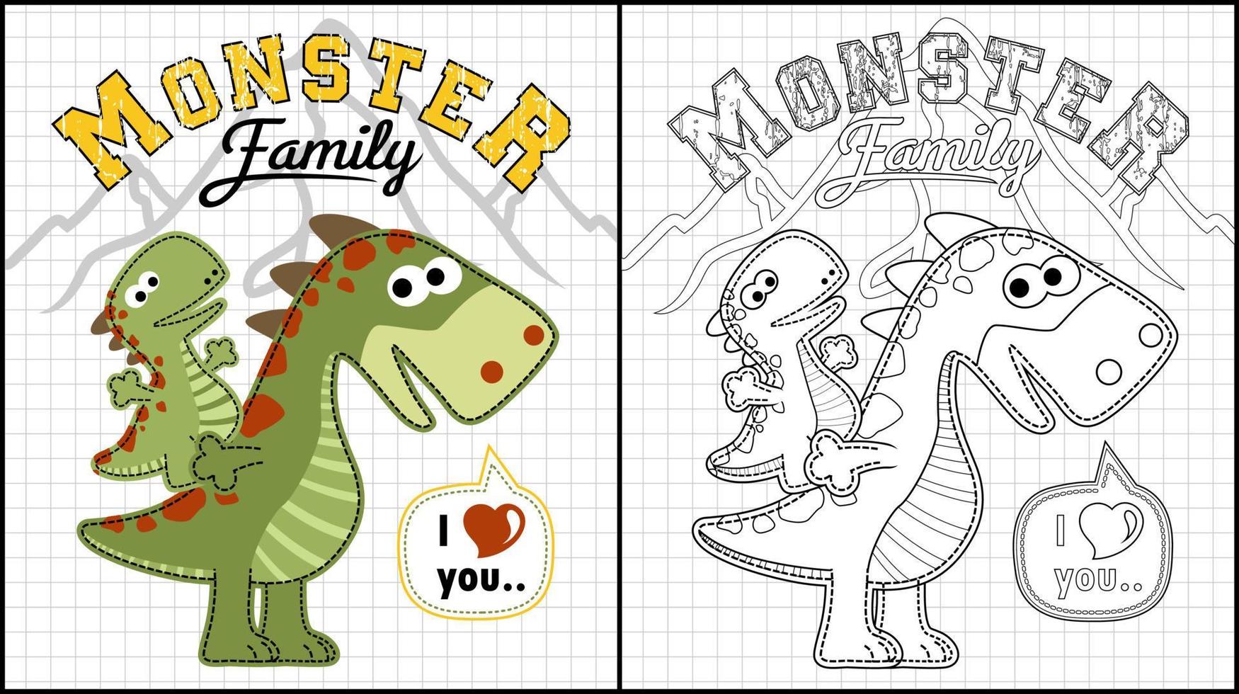 färg bok av söt monster tecknad serie vektor