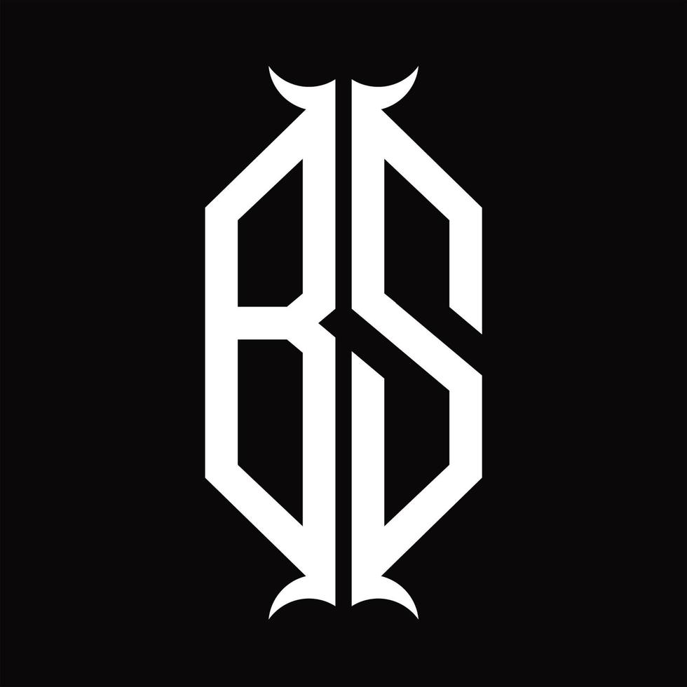 bs logotyp monogram med horn form design mall vektor