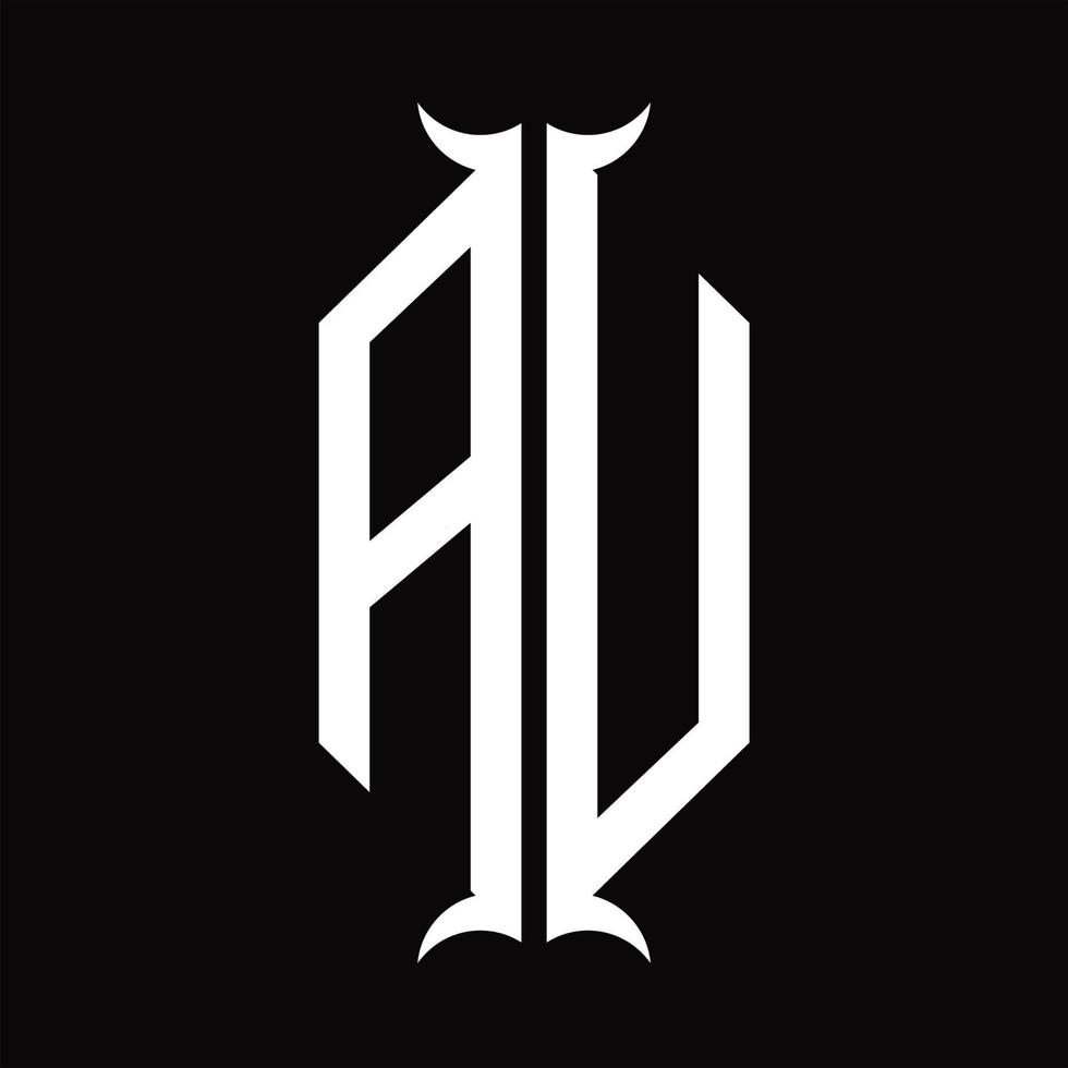 Au-Logo-Monogramm mit Designvorlage in Hornform vektor