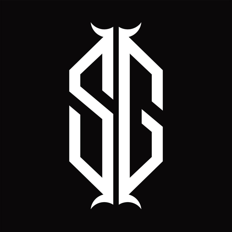 sg-Logo-Monogramm mit Hornform-Designvorlage vektor