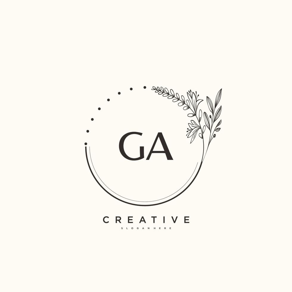 ga Beauty-Vektor-Anfangslogo-Kunst, Handschrift-Logo der Anfangsunterschrift, Hochzeit, Mode, Schmuck, Boutique, Blumen und Pflanzen mit kreativer Vorlage für jedes Unternehmen oder Geschäft. vektor