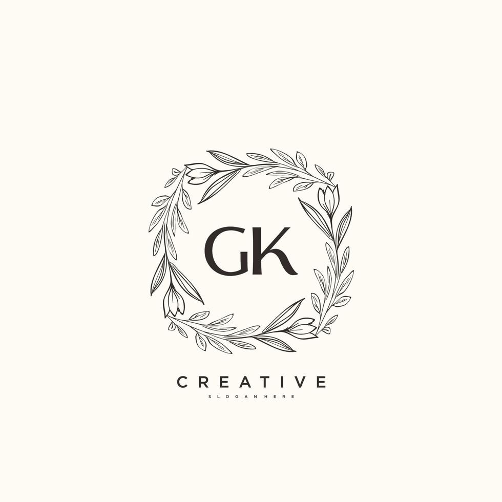 gk skönhet vektor första logotyp konst, handstil logotyp av första signatur, bröllop, mode, smycken, boutique, blommig och botanisk med kreativ mall för några företag eller företag.