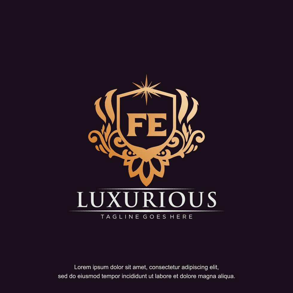 fe Anfangsbuchstabe Luxus Ornament Gold Monogramm Logo Vorlage Vektorgrafiken. vektor